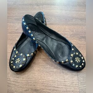 Tory Burch Black Studded Ballet Flats